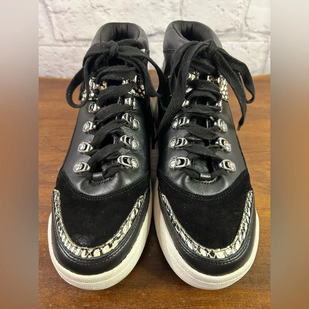 Vince Camuto Samphy Black, White & Snake Print Leather High Tops